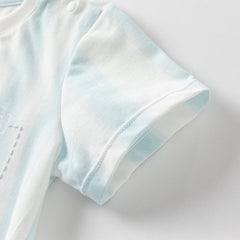 Dave&Bella Boys Summer Fresh Thin Blue White Striped T-Shirt Short Jeans Set