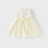 Dave&Bella Girls Summer Yellow Sleeveless Mesh Sweetheart Vest Dress