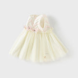 Dave&Bella Girls Summer Yellow Sleeveless Mesh Sweetheart Vest Dress