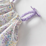 Dave&Bella Girls Summer Purple Floral Print Sweet Halter Dress
