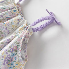 Dave&Bella Girls Summer Purple Floral Print Sweet Halter Dress