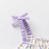 Dave&Bella Girls Summer Purple Floral Print Sweet Halter Dress