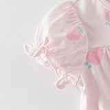 Dave&Bella Baby Girls Summer Pink/Orange Playful Print Indoor Soft Cotton Rompers