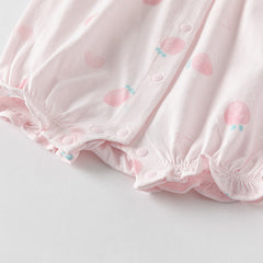 Dave&Bella Baby Girls Summer Pink/Orange Playful Print Indoor Soft Cotton Rompers