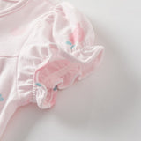 Dave&Bella Baby Girls Summer Pink/Orange Playful Print Indoor Soft Cotton Rompers