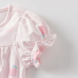 Dave&Bella Baby Girls Summer Pink/Orange Playful Print Indoor Soft Cotton Rompers