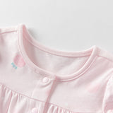 Dave&Bella Baby Girls Summer Pink/Orange Playful Print Indoor Soft Cotton Rompers