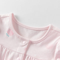 Dave&Bella Baby Girls Summer Pink/Orange Playful Print Indoor Soft Cotton Rompers