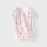 Dave&Bella Baby Girls Summer Pink/Orange Playful Print Indoor Soft Cotton Rompers