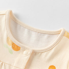 Dave&Bella Baby Girls Summer Pink/Orange Playful Print Indoor Soft Cotton Rompers