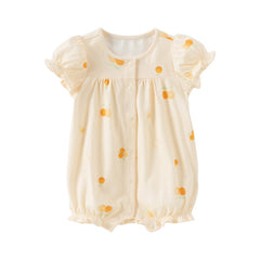 Dave&Bella Baby Girls Summer Pink/Orange Playful Print Indoor Soft Cotton Rompers