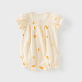 Dave&Bella Baby Girls Summer Pink/Orange Playful Print Indoor Soft Cotton Rompers