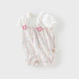 Dave&Bella Baby Girls Summer Sweet Floral Print Comfortable Cotton Rompers
