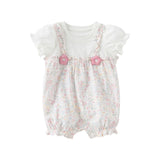 Dave&Bella Baby Girls Summer Sweet Floral Print Comfortable Cotton Rompers