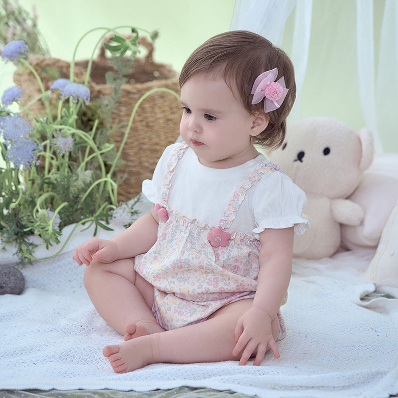 Dave&Bella Baby Girls Summer Sweet Floral Print Comfortable Cotton Rompers