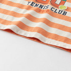 Dave&Bella Toddler Boys Summer Orange Striped Sleeveless Soft Cotton Tank Tops