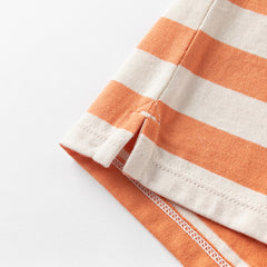Dave&Bella Toddler Boys Summer Orange Striped Sleeveless Soft Cotton Tank Tops