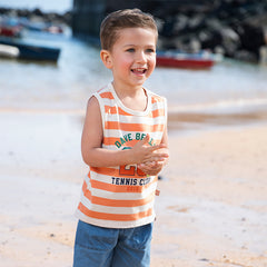 Dave&Bella Toddler Boys Summer Orange Striped Sleeveless Soft Cotton Tank Tops
