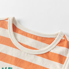 Dave&Bella Toddler Boys Summer Orange Striped Sleeveless Soft Cotton Tank Tops