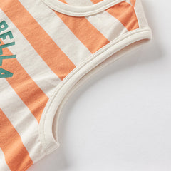 Dave&Bella Toddler Boys Summer Orange Striped Sleeveless Soft Cotton Tank Tops