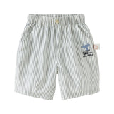 Dave&Bella Toddler Boys Summer Casual Black White Striped Breathable Cotton Shorts