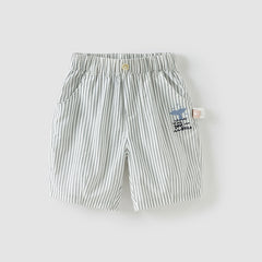 Dave&Bella Toddler Boys Summer Casual Black White Striped Breathable Cotton Shorts