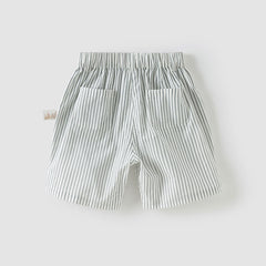 Dave&Bella Toddler Boys Summer Casual Black White Striped Breathable Cotton Shorts