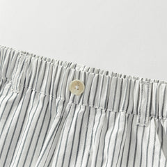 Dave&Bella Toddler Boys Summer Casual Black White Striped Breathable Cotton Shorts