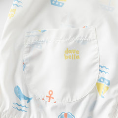 Dave&Bella Toddler Boys Summer Sea World Print White Outwear Sunscreen Jackets