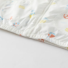 Dave&Bella Toddler Boys Summer Sea World Print White Outwear Sunscreen Jackets