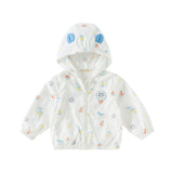 Dave&Bella Toddler Boys Summer Sea World Print White Outwear Sunscreen Jackets