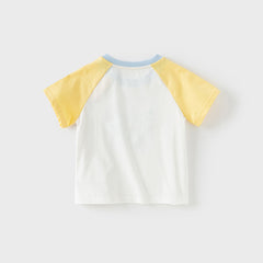 Dave&Bella Toddler Boys Summer Versatile White Soft Cotton T-shirt Tops