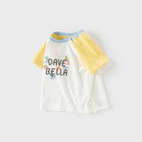 Dave&Bella Toddler Boys Summer Versatile White Soft Cotton T-shirt Tops