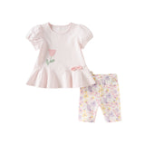 Dave&Bella Toddler Girls Summer Sweet Pink Cotton T-shirt Short Outfit Sets