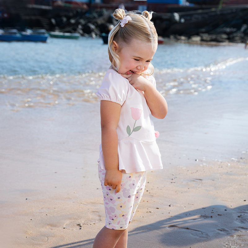 Dave&Bella Toddler Girls Summer Sweet Pink Cotton T-shirt Short Outfit Sets