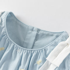 Dave&Bella Girls Summer Thin Cotton Blue Pod T-Shirt Short Pant Set