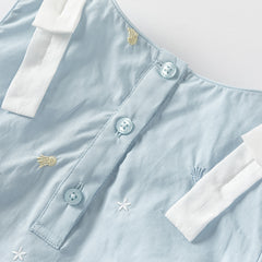 Dave&Bella Girls Summer Thin Cotton Blue Pod T-Shirt Short Pant Set