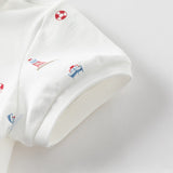 Dave&Bella Toddler Boys Summer Cotton White Print Polos