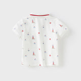 Dave&Bella Toddler Boys Summer Cotton White Print Polos