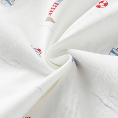 Dave&Bella Boys Summer Cotton White Print Polo T-shirt Tops