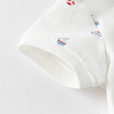 Dave&Bella Toddler Boys Summer Cotton White Print Polos