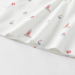 Dave&Bella Boys Summer Cotton White Print Polo T-shirt Tops