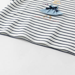 Dave&Bella Toddler Girls Summer Cute White/Blue White-striped Cotton Soft T-shirt Tops