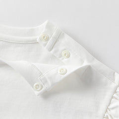 Dave&Bella Toddler Girls Summer Cute White/Blue White-striped Cotton Soft T-shirt Tops