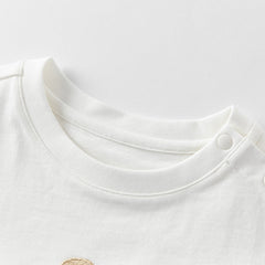 Dave&Bella Toddler Girls Summer Cute White/Blue White-striped Cotton Soft T-shirt Tops