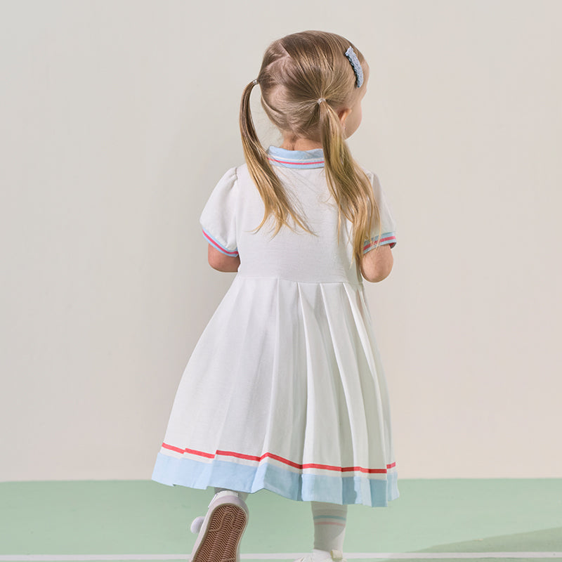 Dave&Bella Toddler Girls Summer White Sports Polo Dress