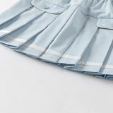 Dave&Bella Kids Girls Summer College Style White T-shirt Pleated Skirt Sets