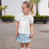 Dave&Bella Kids Girls Summer College Style White T-shirt Pleated Skirt Sets
