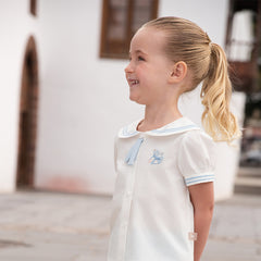 Dave&Bella Girls Summer College Style White T-shirt Pleated Skirt Set