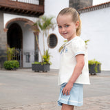 Dave&Bella Kids Girls Summer College Style White T-shirt Pleated Skirt Sets
